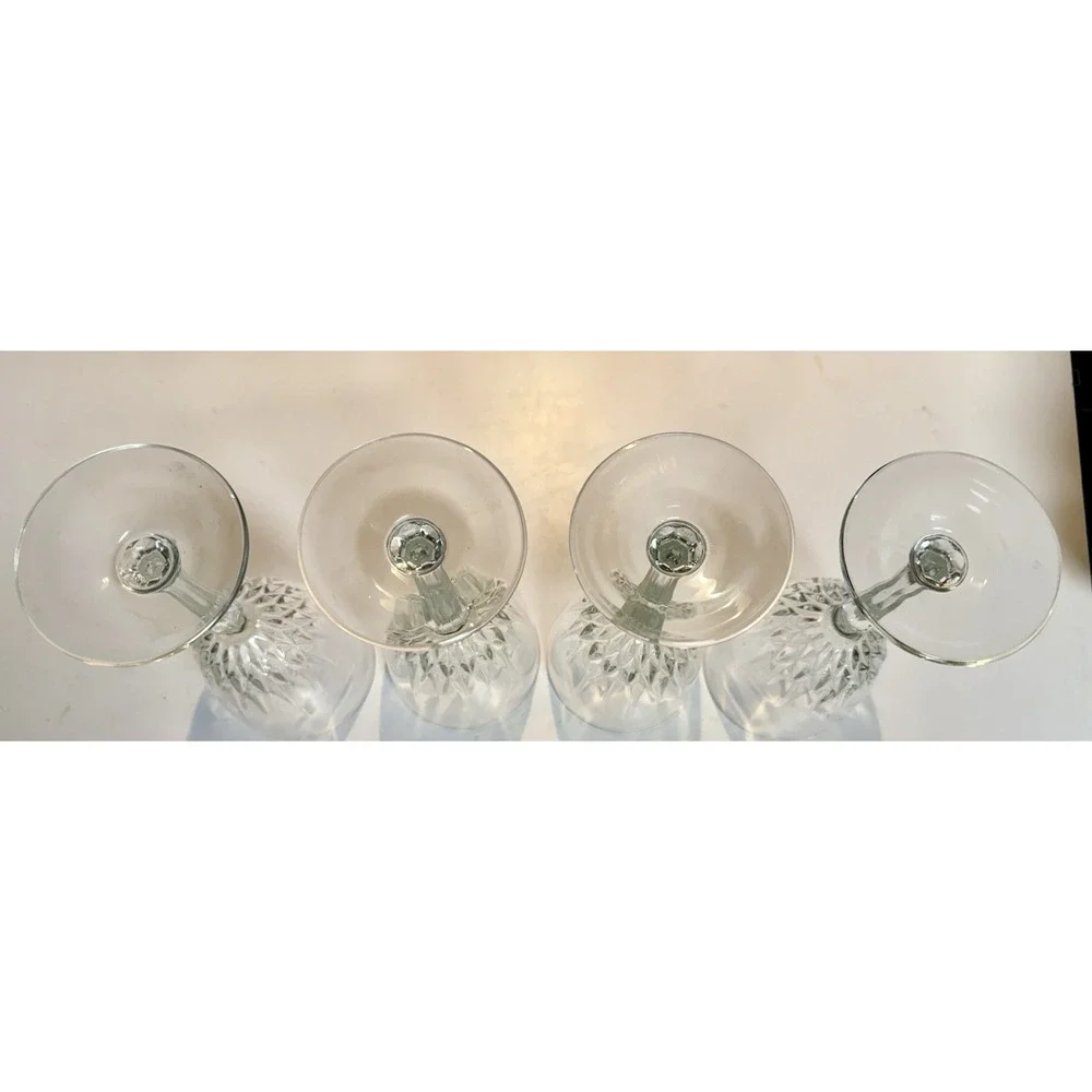 Set of 4 VINTAGE Luminarc Wine Water Glasses Vertical Cut Diamond Design